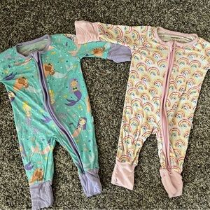 Bundle of 2 Little Sleepies Premie Zipper Footies Bundle (Mermaid and Rainbow)